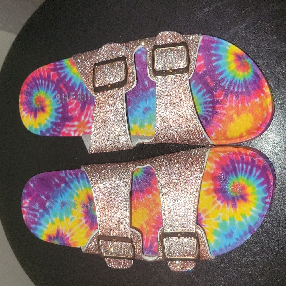 Shein Rhinestone Tie-Dye Footbed Slide Sandals - Picture 2 of 8